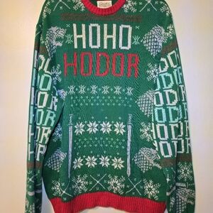 Ugly Christmas Sweater Mens XXL Green Game of Thrones HBO Ho Ho Hodor Pullover